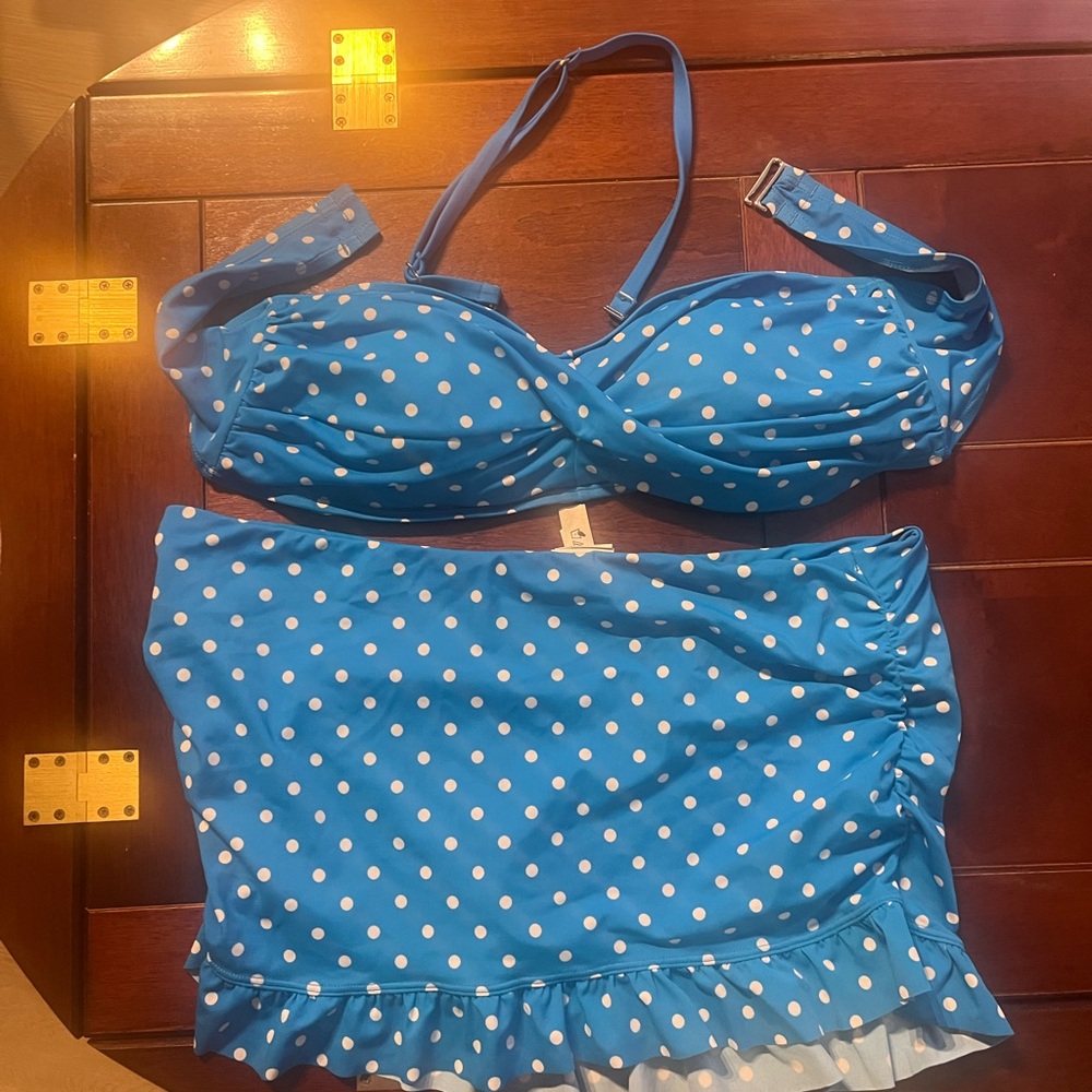 Jessica Blue and White Polka Dot Bikini Set